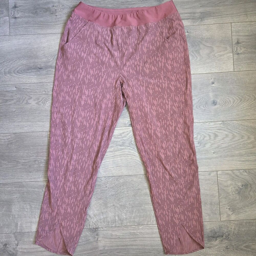 Mountain Hardwear Dynama Ankle Pants M Mauve Rain Print High Rise Hiking Cropped